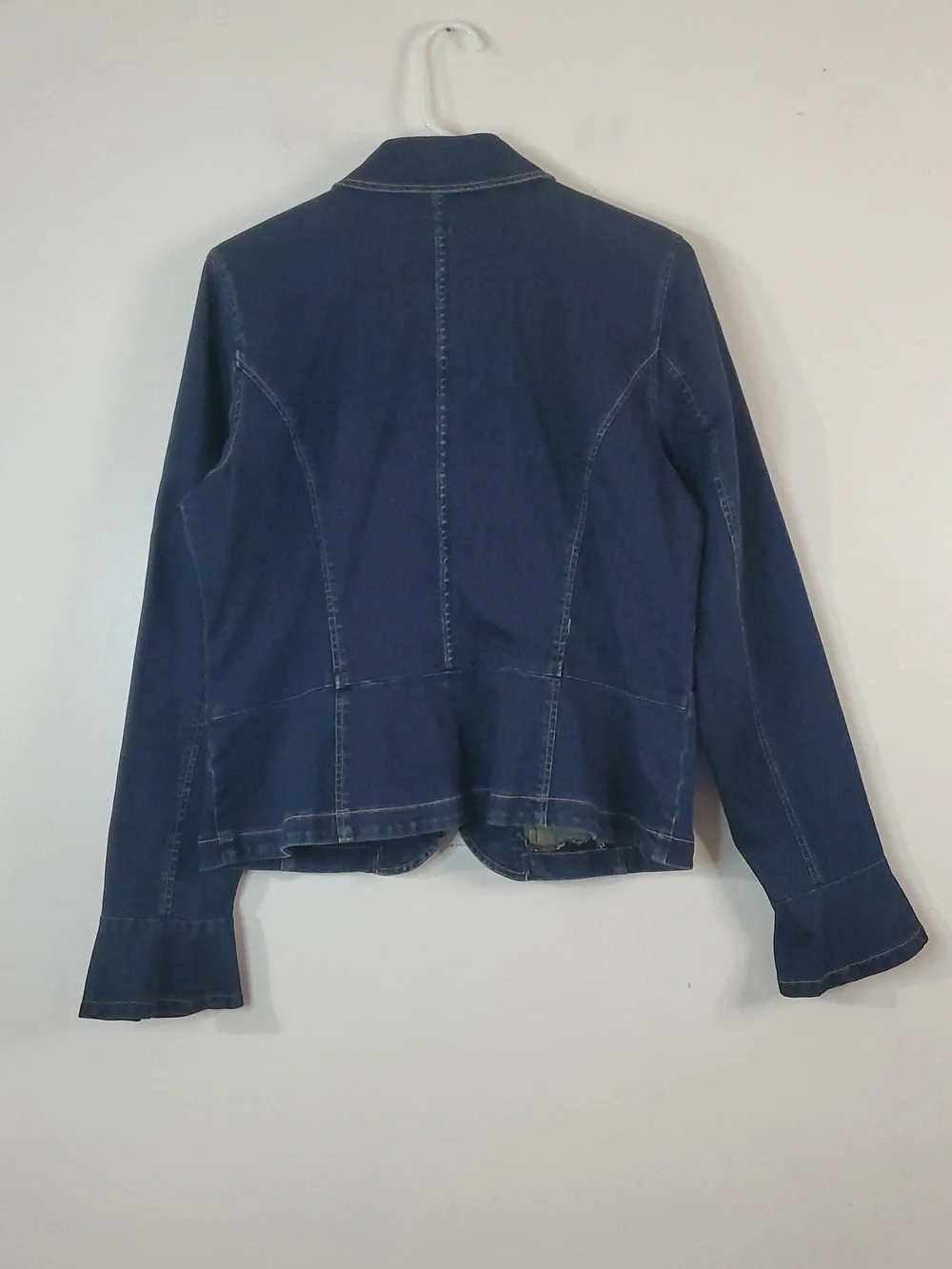 Lauren Ralph Lauren Peplum Denim Jacket Size 12 Dark Wash Spring Layering Preppy - Picture 8 of 13